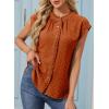 image:imageDokotoo Womens Summer Tops Ruffle Crewneck Short Sleeve Button Down Shirts Boho Chiffon BlousesBrown