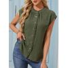 image:imageDokotoo Womens Summer Tops Ruffle Crewneck Short Sleeve Button Down Shirts Boho Chiffon BlousesGreen