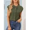 image:imageDokotoo Womens Summer Tops Ruffle Crewneck Short Sleeve Button Down Shirts Boho Chiffon BlousesGreen