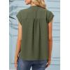 image:imageDokotoo Womens Summer Tops Ruffle Crewneck Short Sleeve Button Down Shirts Boho Chiffon BlousesGreen