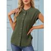 image:imageDokotoo Womens Summer Tops Ruffle Crewneck Short Sleeve Button Down Shirts Boho Chiffon BlousesGreen