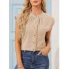 image:imageDokotoo Womens Summer Tops Ruffle Crewneck Short Sleeve Button Down Shirts Boho Chiffon BlousesKhaki