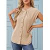 image:imageDokotoo Womens Summer Tops Ruffle Crewneck Short Sleeve Button Down Shirts Boho Chiffon BlousesKhaki