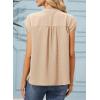 image:imageDokotoo Womens Summer Tops Ruffle Crewneck Short Sleeve Button Down Shirts Boho Chiffon BlousesKhaki