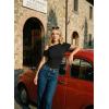 image:imageDokotoo Womens Summer Tops Short Sleeve Cold Shoulder Metal Decorated Fashion TShirts Ribbed Knit Slim Fit Tee BlousesBlack