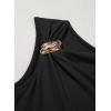image:imageDokotoo Womens Summer Tops Short Sleeve Cold Shoulder Metal Decorated Fashion TShirts Ribbed Knit Slim Fit Tee BlousesBlack