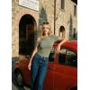 image:imageDokotoo Womens Summer Tops Short Sleeve Cold Shoulder Metal Decorated Fashion TShirts Ribbed Knit Slim Fit Tee BlousesGreen