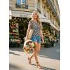 image:imageDokotoo Womens Summer Tops Short Sleeve Mesh Boho Floral V Neck Ruched Front Casual Slim Fit Stretch Blouses ShirtsBlack
