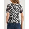 image:imageDokotoo Womens Summer Tops Short Sleeve Mesh Boho Floral V Neck Ruched Front Casual Slim Fit Stretch Blouses ShirtsBlack