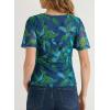 image:imageDokotoo Womens Summer Tops Short Sleeve Mesh Boho Floral V Neck Ruched Front Casual Slim Fit Stretch Blouses ShirtsGreen