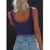 image:imageDokotoo Womens Tank Tops 2026 Summer Casual Sleeveless Scoop Neck Ribbed Knit Color Block Slim Fitted Cami Tee ShirtsDark Blue