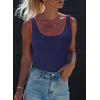 image:imageDokotoo Womens Tank Tops 2026 Summer Casual Sleeveless Scoop Neck Ribbed Knit Color Block Slim Fitted Cami Tee ShirtsDark Blue
