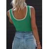 image:imageDokotoo Womens Tank Tops 2026 Summer Casual Sleeveless Scoop Neck Ribbed Knit Color Block Slim Fitted Cami Tee ShirtsGreen