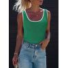image:imageDokotoo Womens Tank Tops 2026 Summer Casual Sleeveless Scoop Neck Ribbed Knit Color Block Slim Fitted Cami Tee ShirtsGreen
