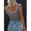 image:imageDokotoo Womens Tank Tops 2026 Summer Casual Sleeveless Scoop Neck Ribbed Knit Color Block Slim Fitted Cami Tee ShirtsGrey