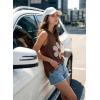image:imageDokotoo Womens Tank Tops Casual Summer Sleeveless Vest Patchwork Lightweight Crewneck Tunic ShirtsCoffee