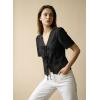 image:imageDokotoo Womens Tie Front Tops Summer VNeck Puff Short Sleeve Crop Tops Loose Fit Blouses Eyelet Embroidered ShirtsBlack