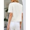 image:imageDokotoo Womens Tie Front Tops Summer VNeck Puff Short Sleeve Crop Tops Loose Fit Blouses Eyelet Embroidered ShirtsWhite