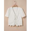 image:imageDokotoo Womens Tie Front Tops Summer VNeck Puff Short Sleeve Crop Tops Loose Fit Blouses Eyelet Embroidered ShirtsWhite