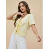 image:imageDokotoo Womens Tie Front Tops Summer VNeck Puff Short Sleeve Crop Tops Loose Fit Blouses Eyelet Embroidered ShirtsYellow