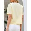 image:imageDokotoo Womens Tie Front Tops Summer VNeck Puff Short Sleeve Crop Tops Loose Fit Blouses Eyelet Embroidered ShirtsYellow