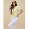 image:imageDokotoo Womens Tie Front Tops Summer VNeck Puff Short Sleeve Crop Tops Loose Fit Blouses Eyelet Embroidered ShirtsYellow