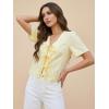 image:imageDokotoo Womens Tie Front Tops Summer VNeck Puff Short Sleeve Crop Tops Loose Fit Blouses Eyelet Embroidered ShirtsYellow