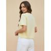 image:imageDokotoo Womens Tie Front Tops Summer VNeck Puff Short Sleeve Crop Tops Loose Fit Blouses Eyelet Embroidered ShirtsYellow