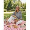 image:imageDokotoo Womens Tops 2026 Striped Tie Back Short Sleeve T Shirts Crewneck Casual Loose Basic Tee Summer OutfitsBlack Stripe