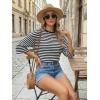 image:imageDokotoo Womens Tops 2026 Striped Tie Back Short Sleeve T Shirts Crewneck Casual Loose Basic Tee Summer OutfitsBlack Stripe