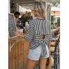image:imageDokotoo Womens Tops 2026 Striped Tie Back Short Sleeve T Shirts Crewneck Casual Loose Basic Tee Summer OutfitsBlack Stripe