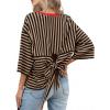 image:imageDokotoo Womens Tops 2026 Striped Tie Back Short Sleeve T Shirts Crewneck Casual Loose Basic Tee Summer OutfitsBrown Stripe
