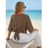 image:imageDokotoo Womens Tops 2026 Striped Tie Back Short Sleeve T Shirts Crewneck Casual Loose Basic Tee Summer OutfitsBrown Stripe