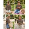 image:imageDokotoo Womens Tops 2026 Striped Tie Back Short Sleeve T Shirts Crewneck Casual Loose Basic Tee Summer OutfitsBrown Stripe