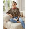 image:imageDokotoo Womens Tops 2026 Striped Tie Back Short Sleeve T Shirts Crewneck Casual Loose Basic Tee Summer OutfitsBrown Stripe