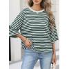 image:imageDokotoo Womens Tops 2026 Striped Tie Back Short Sleeve T Shirts Crewneck Casual Loose Basic Tee Summer OutfitsGreen Stripe