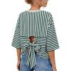 image:imageDokotoo Womens Tops 2026 Striped Tie Back Short Sleeve T Shirts Crewneck Casual Loose Basic Tee Summer OutfitsGreen Stripe