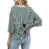 image:imageDokotoo Womens Tops 2026 Striped Tie Back Short Sleeve T Shirts Crewneck Casual Loose Basic Tee Summer OutfitsGreen Stripe