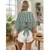 image:imageDokotoo Womens Tops 2026 Striped Tie Back Short Sleeve T Shirts Crewneck Casual Loose Basic Tee Summer OutfitsGreen Stripe