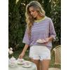 image:imageDokotoo Womens Tops 2026 Striped Tie Back Short Sleeve T Shirts Crewneck Casual Loose Basic Tee Summer OutfitsPink Stripe