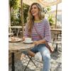 image:imageDokotoo Womens Tops 2026 Striped Tie Back Short Sleeve T Shirts Crewneck Casual Loose Basic Tee Summer OutfitsPink Stripe
