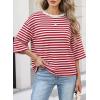 image:imageDokotoo Womens Tops 2026 Striped Tie Back Short Sleeve T Shirts Crewneck Casual Loose Basic Tee Summer OutfitsRed Stripe