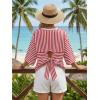 image:imageDokotoo Womens Tops 2026 Striped Tie Back Short Sleeve T Shirts Crewneck Casual Loose Basic Tee Summer OutfitsRed Stripe