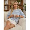 image:imageDokotoo Womens Tops 2026 Striped Tie Back Short Sleeve T Shirts Crewneck Casual Loose Basic Tee Summer OutfitsSky Blue Stripe