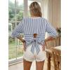 image:imageDokotoo Womens Tops 2026 Striped Tie Back Short Sleeve T Shirts Crewneck Casual Loose Basic Tee Summer OutfitsSky Blue Stripe