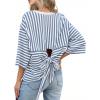 image:imageDokotoo Womens Tops 2026 Striped Tie Back Short Sleeve T Shirts Crewneck Casual Loose Basic Tee Summer OutfitsSky Blue Stripe