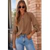 image:imageDokotoo Womens Tops Blouses for Women Dressy Casual Button Down Shirts V Neck Long Sleeve Shirts Business Work BlousesBrown