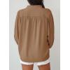 image:imageDokotoo Womens Tops Blouses for Women Dressy Casual Button Down Shirts V Neck Long Sleeve Shirts Business Work BlousesBrown
