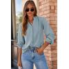 image:imageDokotoo Womens Tops Blouses for Women Dressy Casual Button Down Shirts V Neck Long Sleeve Shirts Business Work BlousesLight Blue