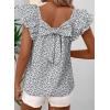 image:imageDokotoo Womens Tops Casual Square Neck Bow Tie Back Blouse Ruffle Butterfly Sleeve Babydoll Textured ShirtA Black